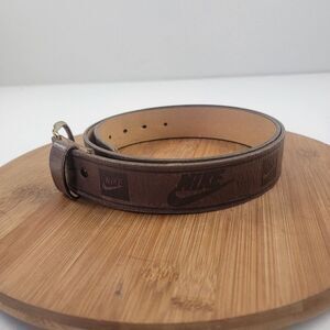 Nike Belt Mens 40 Brown Leather Western Cowboy Rodeo Riding Logo Distressed USA